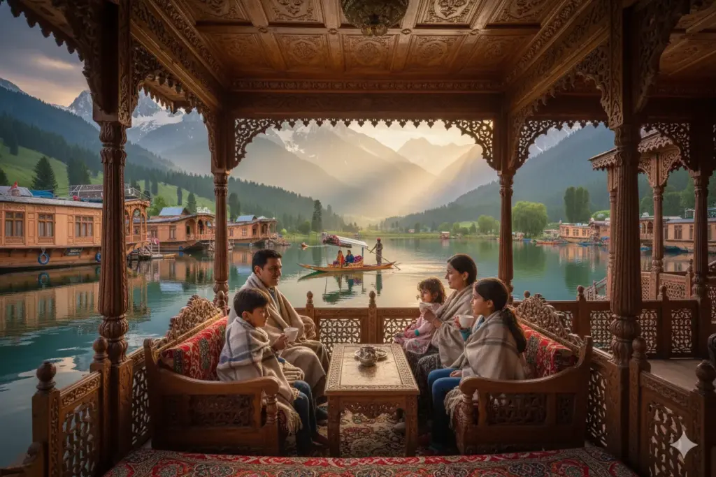 Houseboat veranda looking out over the lake